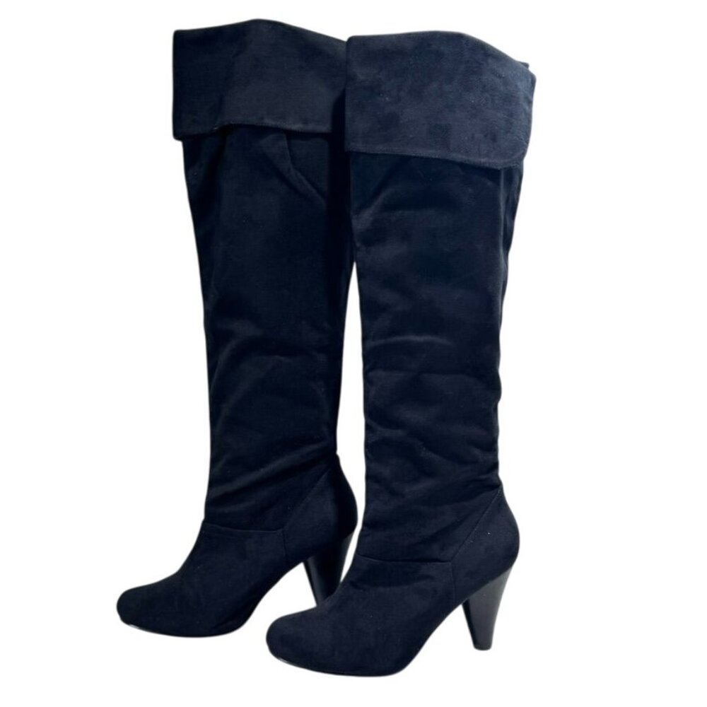 RESTRICTED Women's‎ Black Suede Leather Tall Boots 9.5Over-the-Knee High Heel